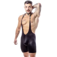 Bodysuit Em Cirrê Com Detalhe Em Corrente Preto Sd Clothing