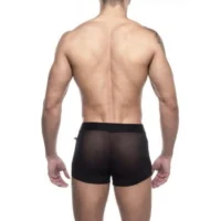 Cueca Boxer Em Tulê Frontal E Cirrê Traseiro Preta