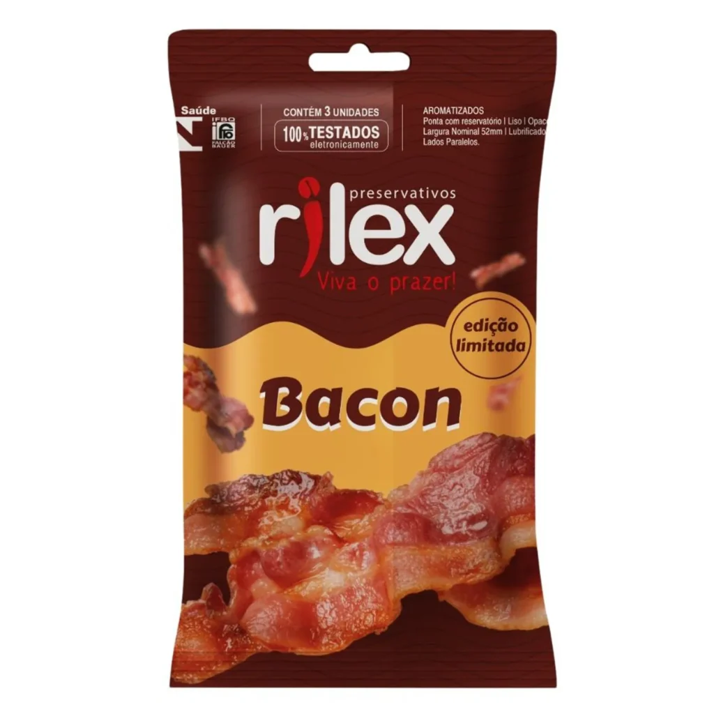 Preservativo Aromatizado Sabor Bacon 3 Unid. Rilex