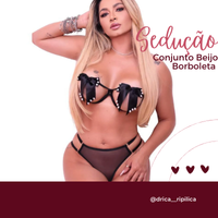 Conjunto Beijo Borboleta Com Pérolas