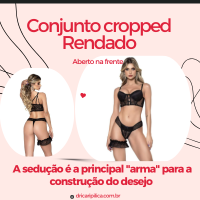 Conjunto Cropped Rendado Aberto Na Frente