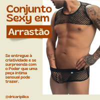 Conjunto Sexy cueca e cropped Em Arrastão