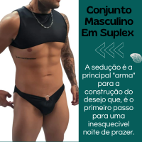 Conjunto Sexy cueca e cropped Masculino Preto