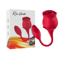 Vibrador Duplo Flexível 10 modos vibrações e 10 modos pulsação Formato De Rosa