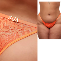 Calcinha Personalizável Em Renda Plus Size Laranja