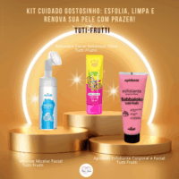KIT CUIDADO GOSTOSINHO: Esfolia, Limpa e Renova sua Pele com Prazer!Esfoliante Corporal e Facial + Mousse Micelar + Sabonete Liquido Facial