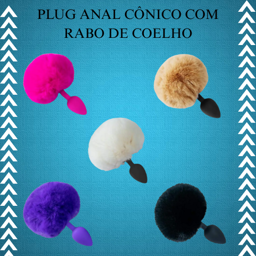 Plug Anal Cônico Com Rabo De Coelho tamanho P