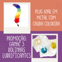 Plug Anal Em Metal Com Cauda Colorida + Lubrificante