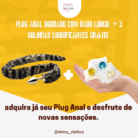 Plug Anal Dourado Tamanho P Com Rabo Longo Sexy Fantasy