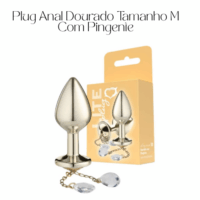 Plug Anal Dourado Tamanho M Com Pingente